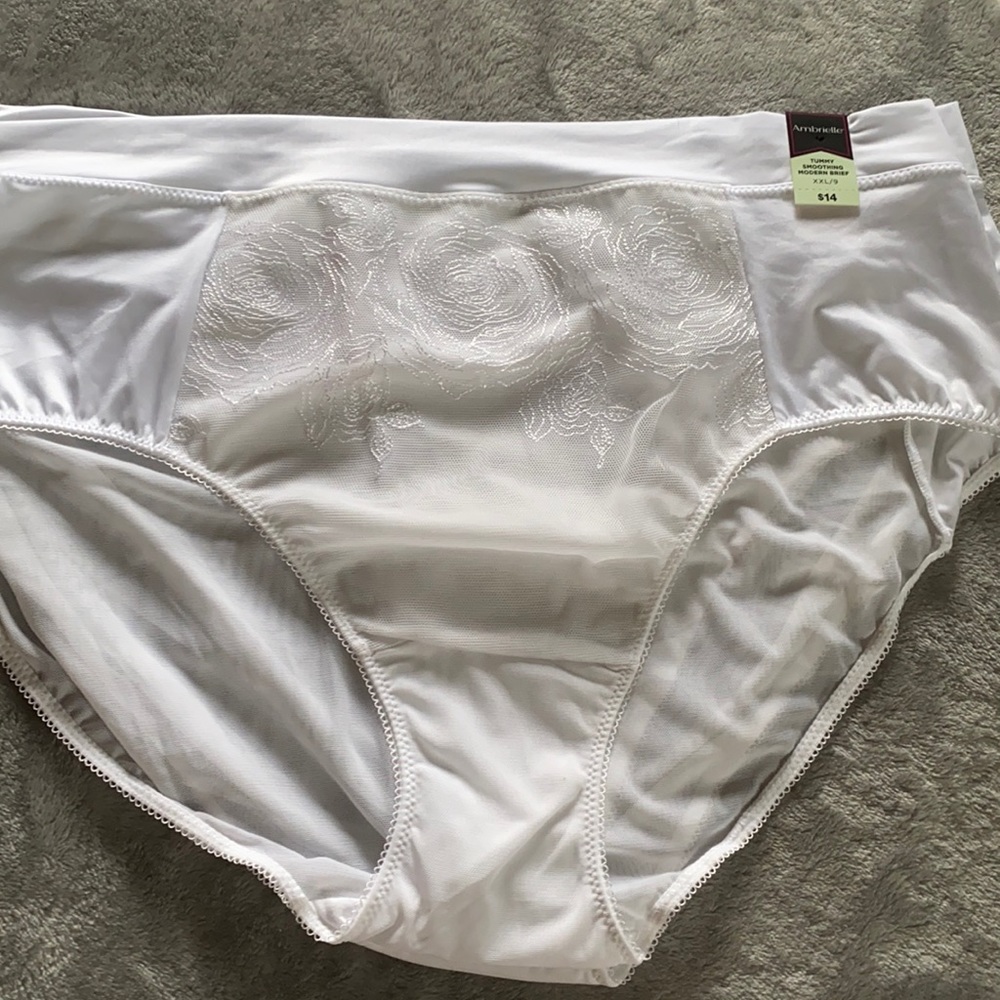 Set of 2 white smoothing mesh bottom briefs NWT